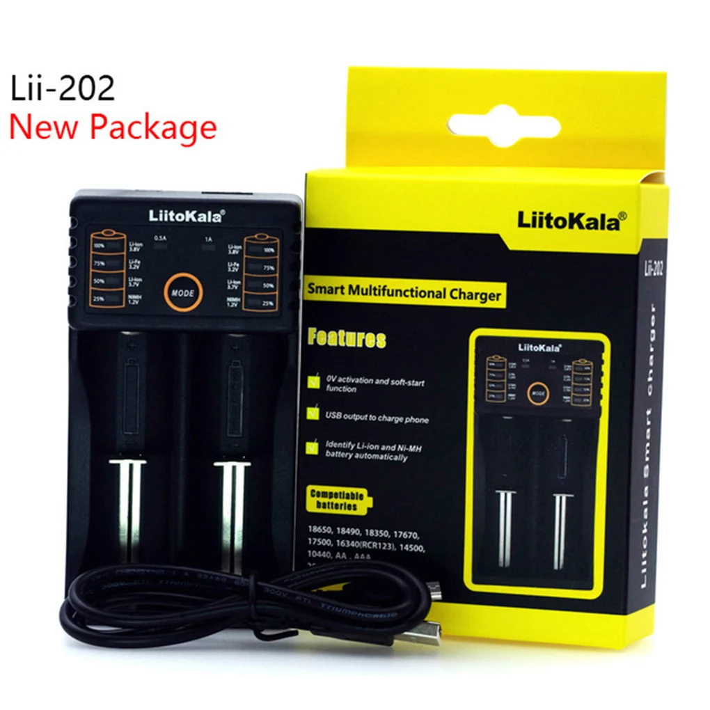 Liitokala Lii402 Lii202 Lii100 Lii-100B 18650 1,2 в 3,7 в 3,2 в AA/AAA 26650 NiMH литий-ионный аккумулятор интеллектуальное зарядное устройство 5 В 2A EU Plug