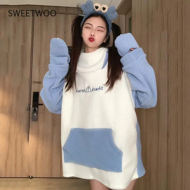 2021 Autistic Shark Sweater Women's Hooded Oversized Long Sleeve Sweatshirt Pocket Wearable Cotton Blend Soft Sweatshirt