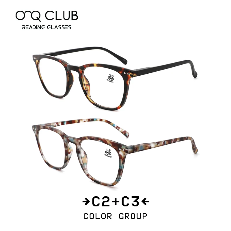 OQ Club стандартные подходящие весенние шарнирные очки для чтения для мужчин и женщин модные очки для чтения с принтом+ 1,0+ 1,5+ 2,0+ 2,5+ 3,0+ 3,5+ 4,0 - Цвет оправы: G23