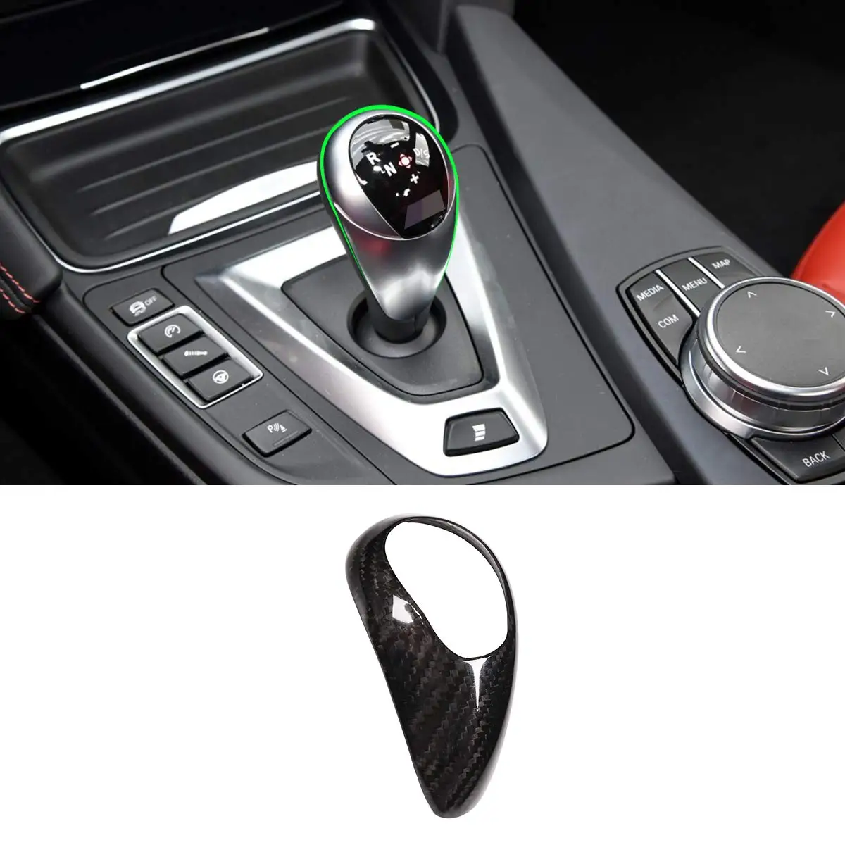 

Carbon Fiber Center Console Gear Shift Head Decoration Panel Cover Trim for BMW M2 F87 M3 F80 M4 F82 F83 M5 M6