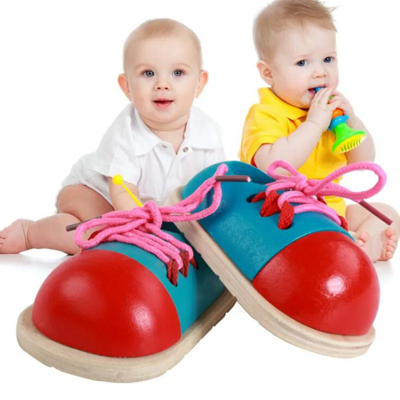  Educational Wooden Toys For Babies Montessori Teaching Aids Tie Shoelaces Training Fine Motor Skill - 33040613991
