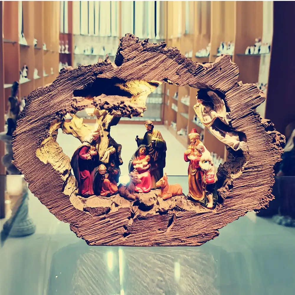 Zayton Nativity Scene Set Holy Family Figurine Home Decor Christ Jesus Statues Mary Joseph Miniature sculpture Christmas gift