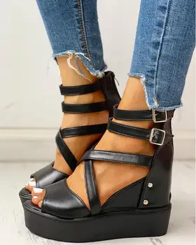 

New Sommer Platform Sandals 2020 Fashion Women Strap Sandal Wedges Shoes Casual Woman Peep Toe Espadrille Sandalia Feminina