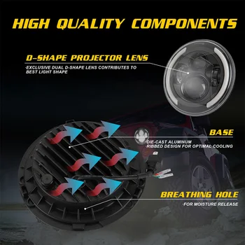 

7inch LED Headlight Easy Install Replacement Parts Driving Safety With Angel Eye High Low Beam Round Car For Wrangler JK JL