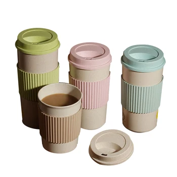 

Wheat Straw Portable Insulated Vacuum Cup Outdoor Travel Coffee Mug Thermos