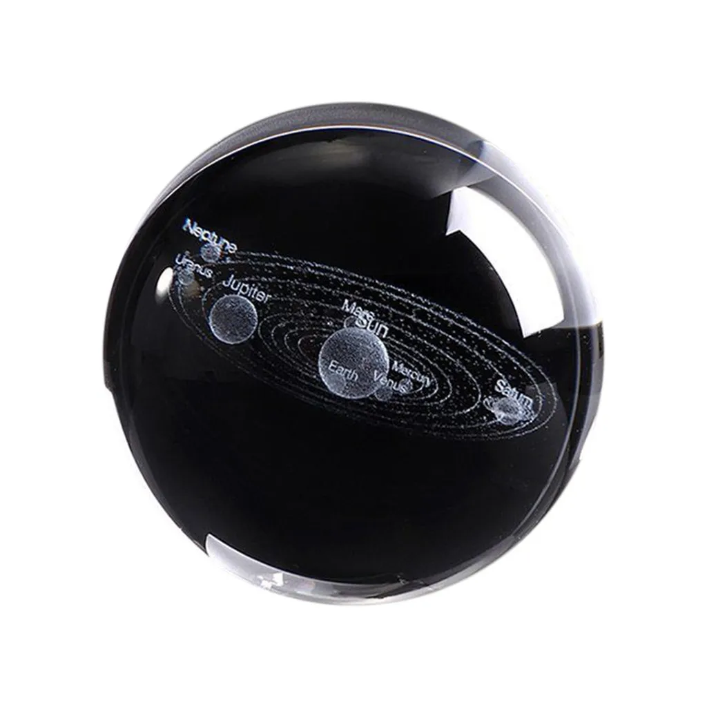 3D солнечная система хрустальный шар Выгравированная Солнечная система модель планет украшения аксессуары миниатюрная Статуэтка для декора дома C1028