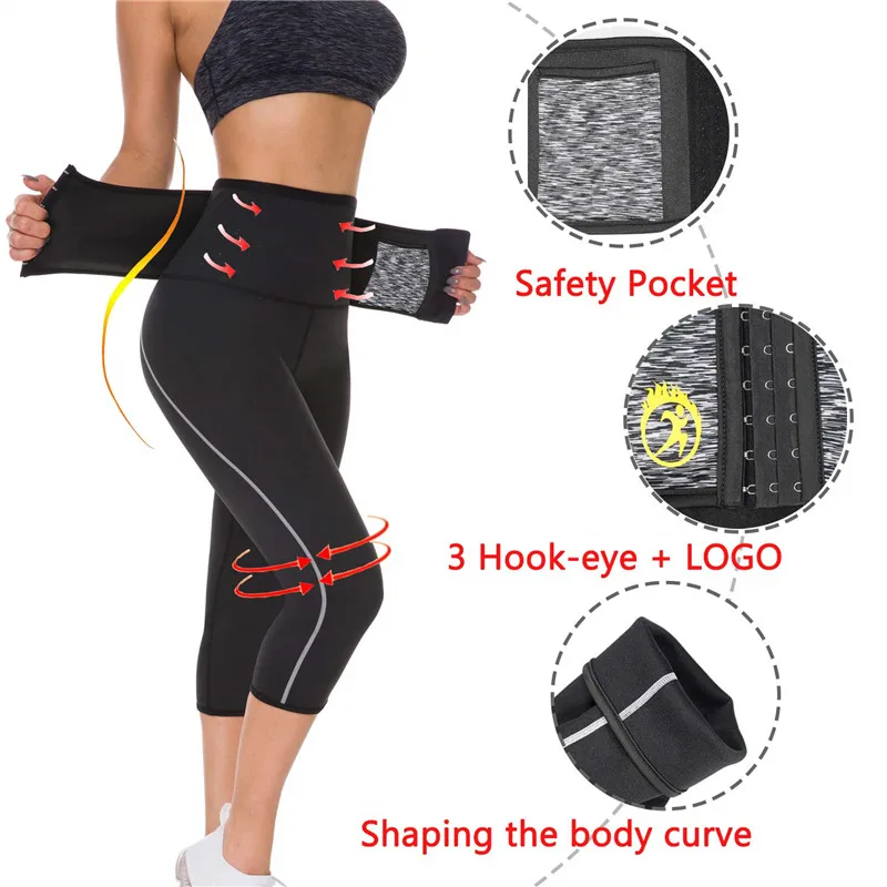 SEXYWG спортивные брюки Леггинсы для йоги с карманом для телефона женское неопреновое белье для сауны для похудения контроль тренера талии трусики брюки