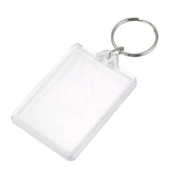 

100 Pieces Transparent key holders with space for photos or images of 90 * 40mm Keychain of photo