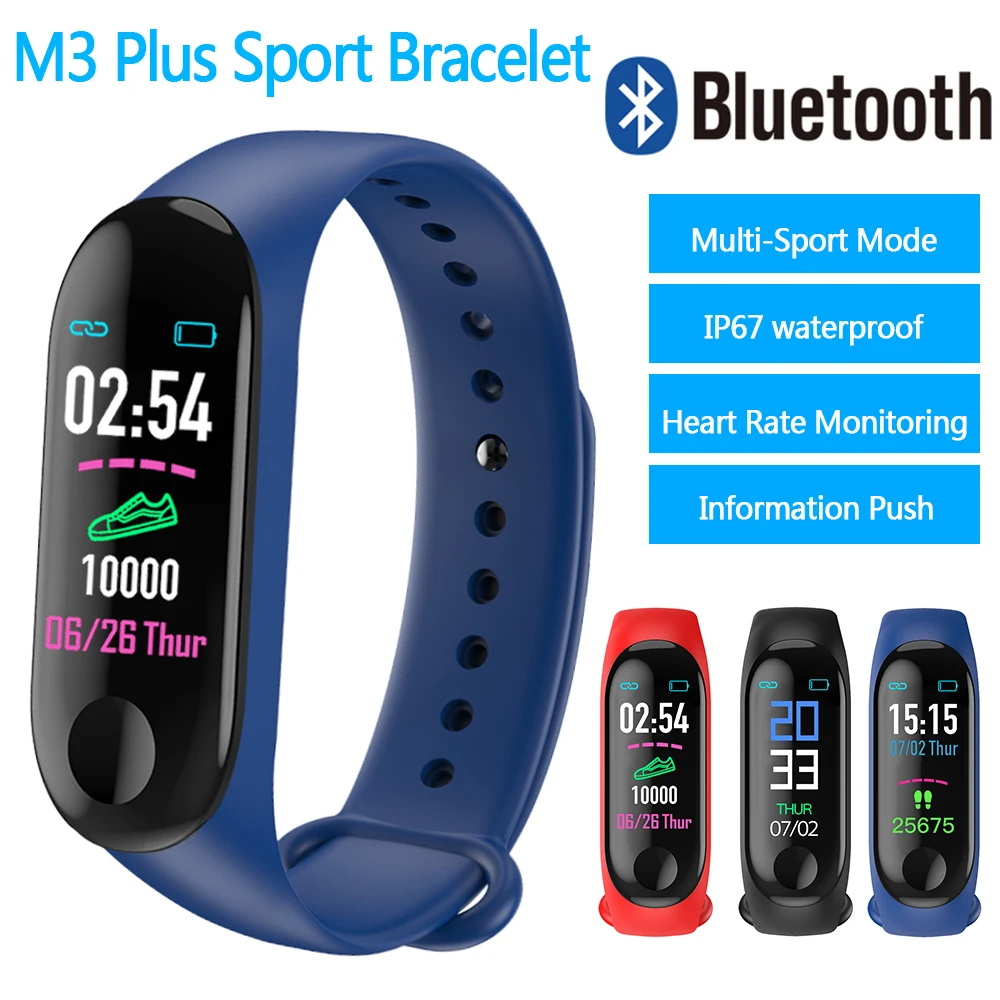 Новинка, смарт-браслет M3 Plus, Bluetooth, спортивный браслет, фитнес-трекер, для мужчин и женщин, пульсометр, измеритель артериального давления