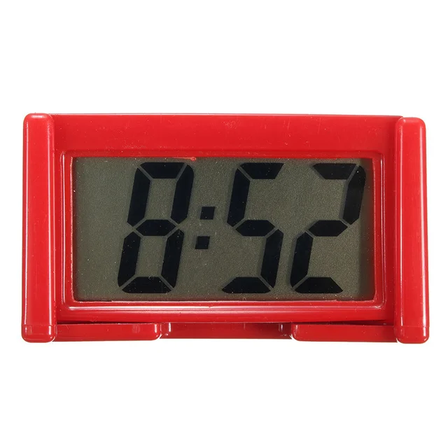 1pc Mini Car Clock Auto Truck Dashboard Time Convenient Durable Self-Adhesive Bracket Vehicle Electronic Digital Clock For Car Red