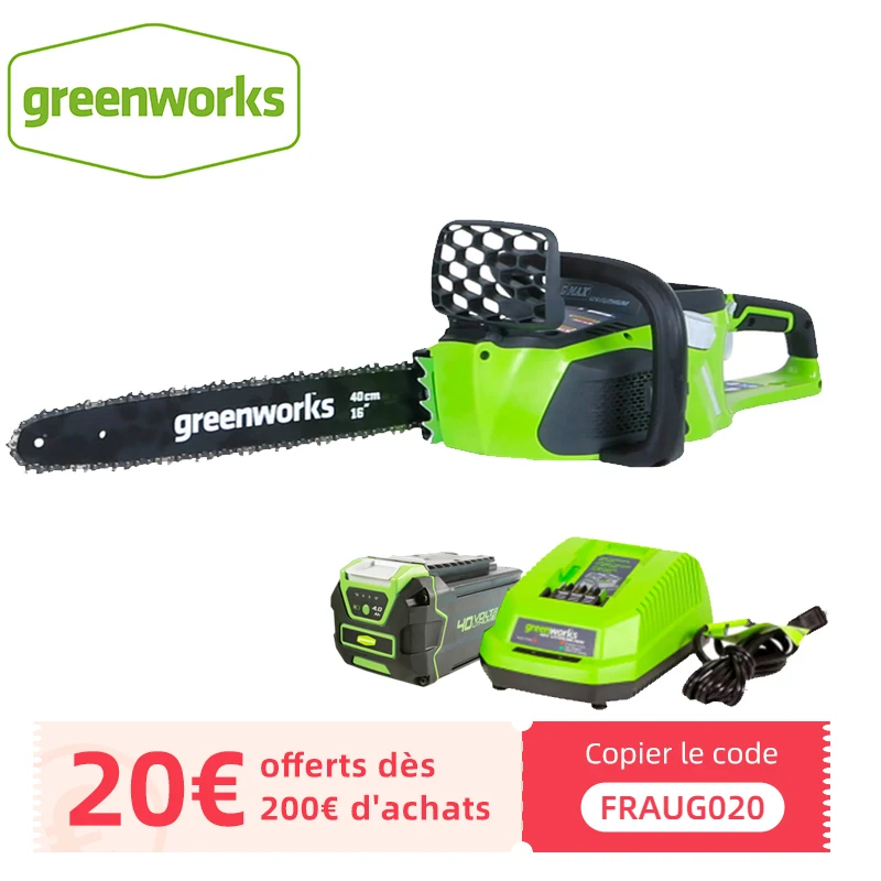 Greenworks 40v 4.0Ah Беспроводная цепная пила бесщеточный двигатель 20312 бензопила с 4.0ah