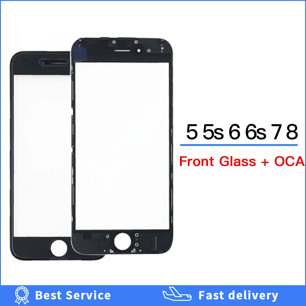 Vidrio exterior para iPhone 5, 5s, 6, 6s plus, 7, 8, piezas de reparación, pantalla de vidrio marco frontal, bisel de pegamento caliente + OCA|Panel táctil de teléfono móvil| - AliExpress