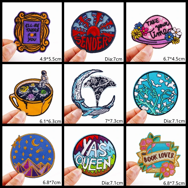 Van Gogh Embroidered Patches on Clothes DIY Cartoon Wave Applique Clothing Thermoadhesive Patches for Clothing DIY