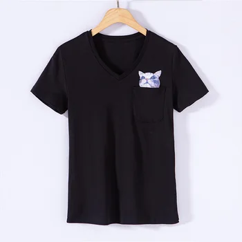 

New Mercerized Cotton Women's Super Comfortable Wild Short Sleeve T-Shirt black color
