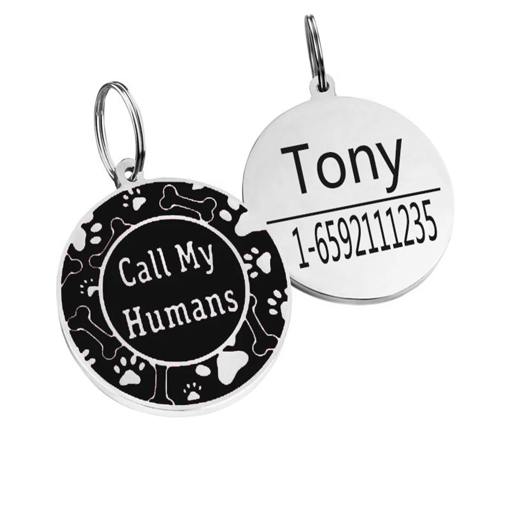 

Custom Dog Tag Call My Human Dogs Pets Accessories Personalized Puppy Dog Cat Name ID Tags Engraved For Dogs Cats