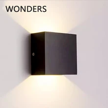 Applique murale LED en aluminium, imperméable, style nordique, Simple, en forme de boîte, pour l'intérieur, couloir, couloir, double tête