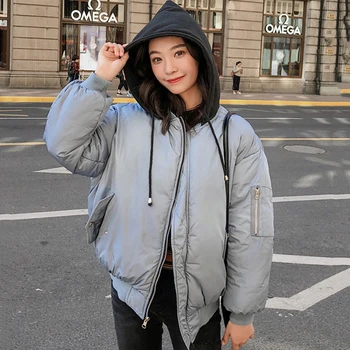 

new design Korean Style 2020 Winter Jacket Women Stand Collar Solid Female Down Coat Loose Oversized Womens Short Parka coat 005