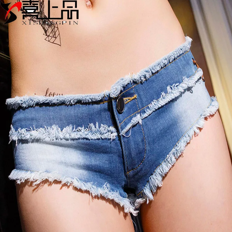 

2018 Summer New Style Denim Shorts Women's Europe And America Low-Rise Costume DS Spice Girls Hip Hop Steel Tube Service Nightcl