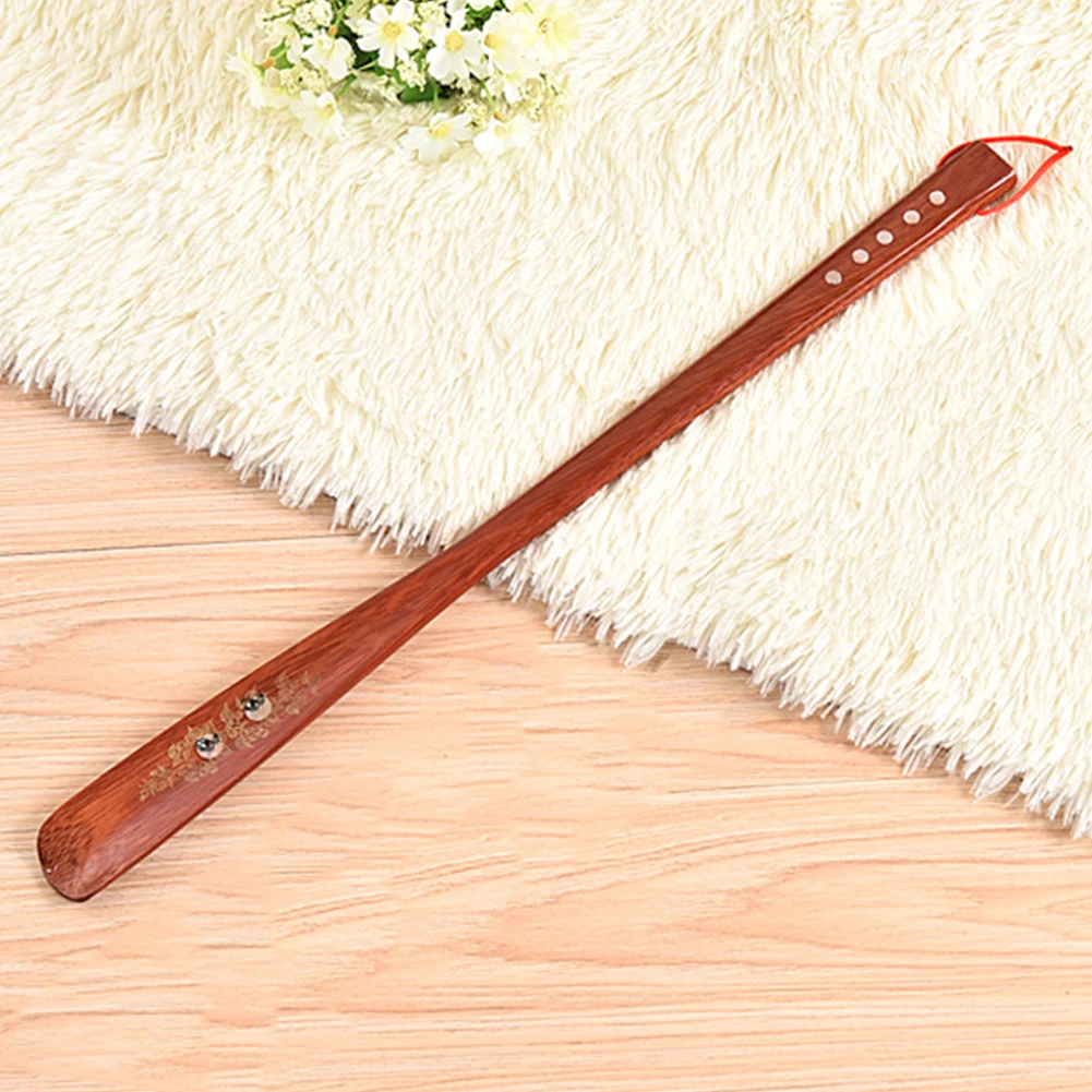 Hanging Loop Practical Portable Wooden Home Flexible Red Useful Lifter 55cm Shoe Horn Stick Durable Long Handle