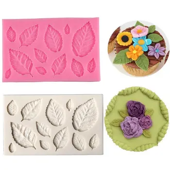 

Leaves Shaped 3D Reverse Sugar Molding Fondant Cake Silicone Mold Polymer Clay Molds Decoration Tools 98x63x7mm