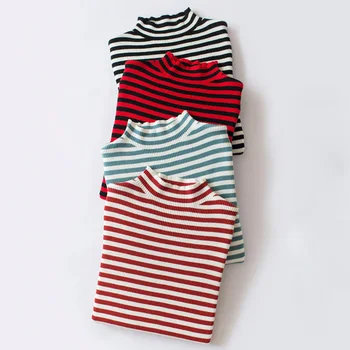 

sweater women fall 2019 knitted striped long sleeves turtleneck teenagers tops stylish fashionable tops pullover