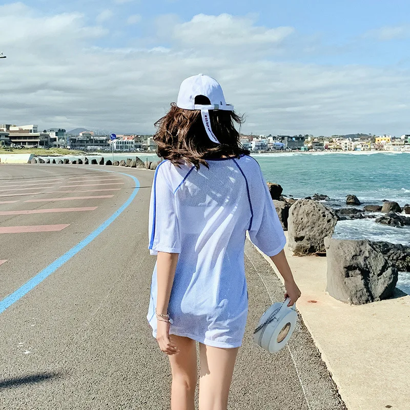 

Bathing Suit Female Sports Split Type Three-piece Set Belly Covering Conservative Slimming Small Bust Gathering South Korea Hot
