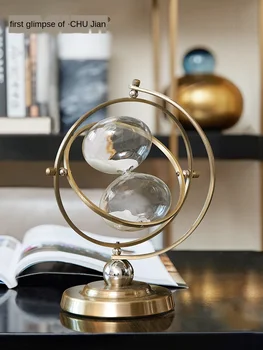 

Creative Nordic Gold metal globe Hourglass Decorative ornaments Modern home living room desktop Crafts decoration Timer figurine