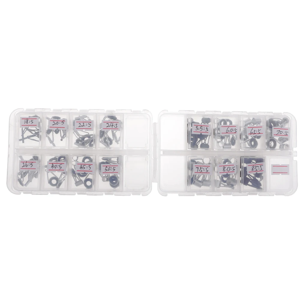 75pcs Fishing Rod Guides Top Tips Ring Set Raft Fishing Repair Accessories 1.8mm-8.5mm