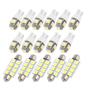 

BEESCLOVER 16Pcs WhiteLED(5x41mm-8-5050+11xT10-5-5050)Dome Map Door Step Trunk Light Interior Package Kit for FordExpedition z30