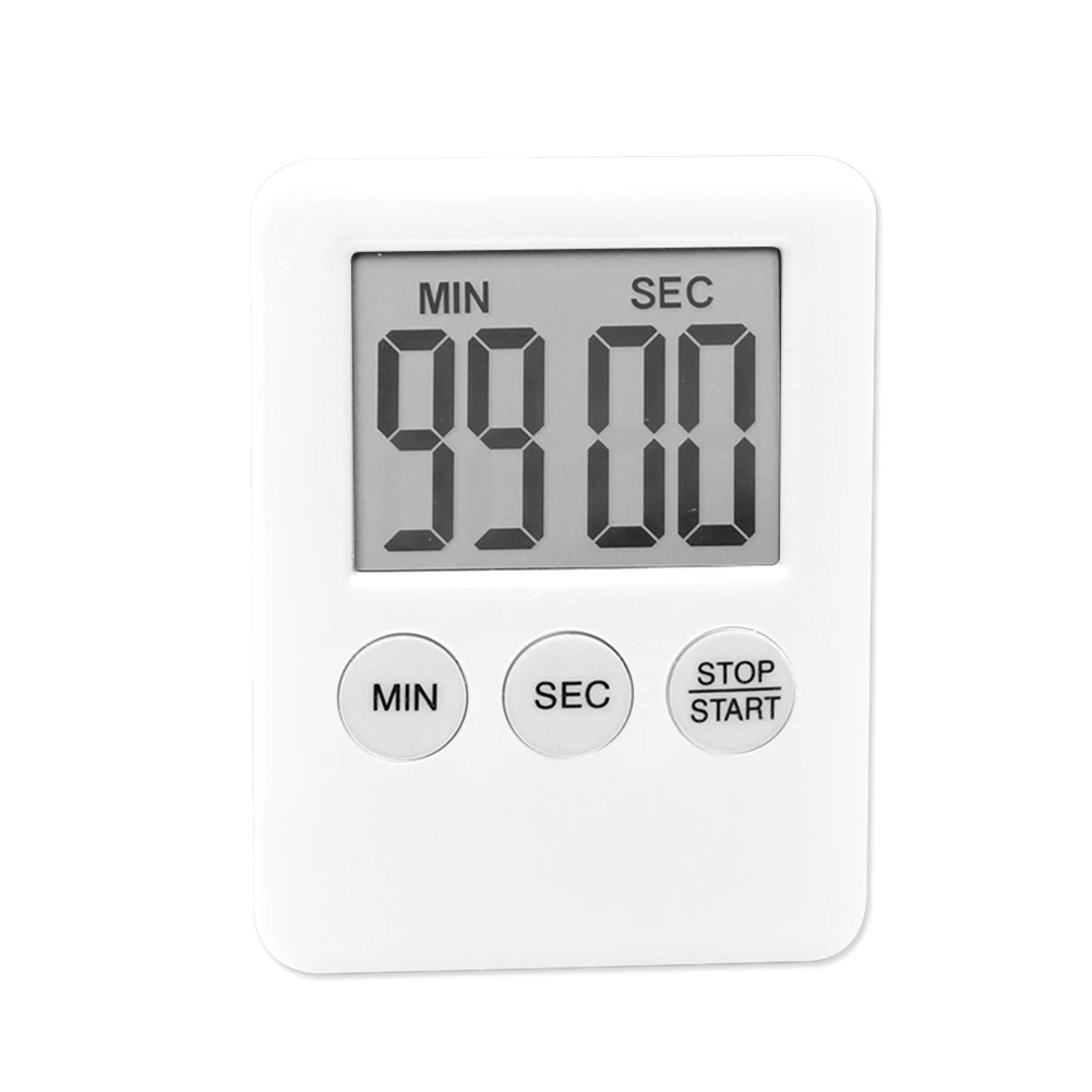 Цифровой экран LCD Кухня таймер квадратный Пособия по кулинарии Будильник с таймером магнитные часы DNJ998 - Цвет: White