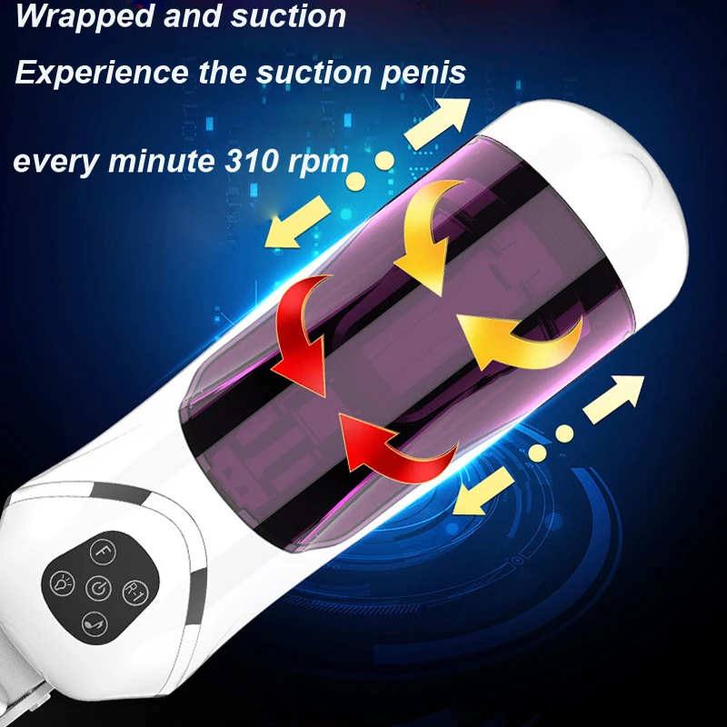 Intelligent Telescopic Rotating Hands Free Male Masturbator for man gay Fake vagina pussy Sex Moan Sucking sex machine