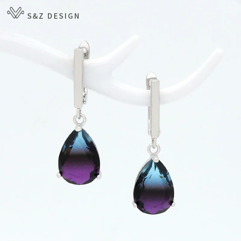 Elegant Imitation Tourmaline Water Drop Dangle Earrings For Women Fashion Wedding Jewelry