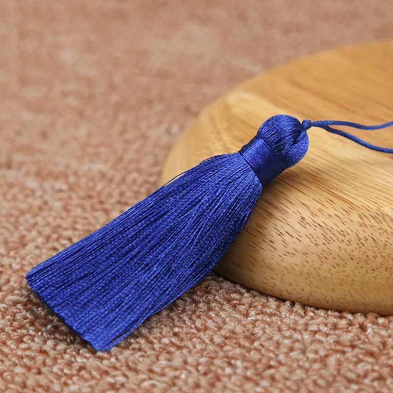 Royal Blue Новинка, 10 шт., 8 см, полиэстер, шелк, кисточка, кисточки, подвеска, серьги, Очаровательная атласная кисточка, сделай сам, ювелирное изделие, фурнитура, ручная работа, поставщик - Color: Royal Blue