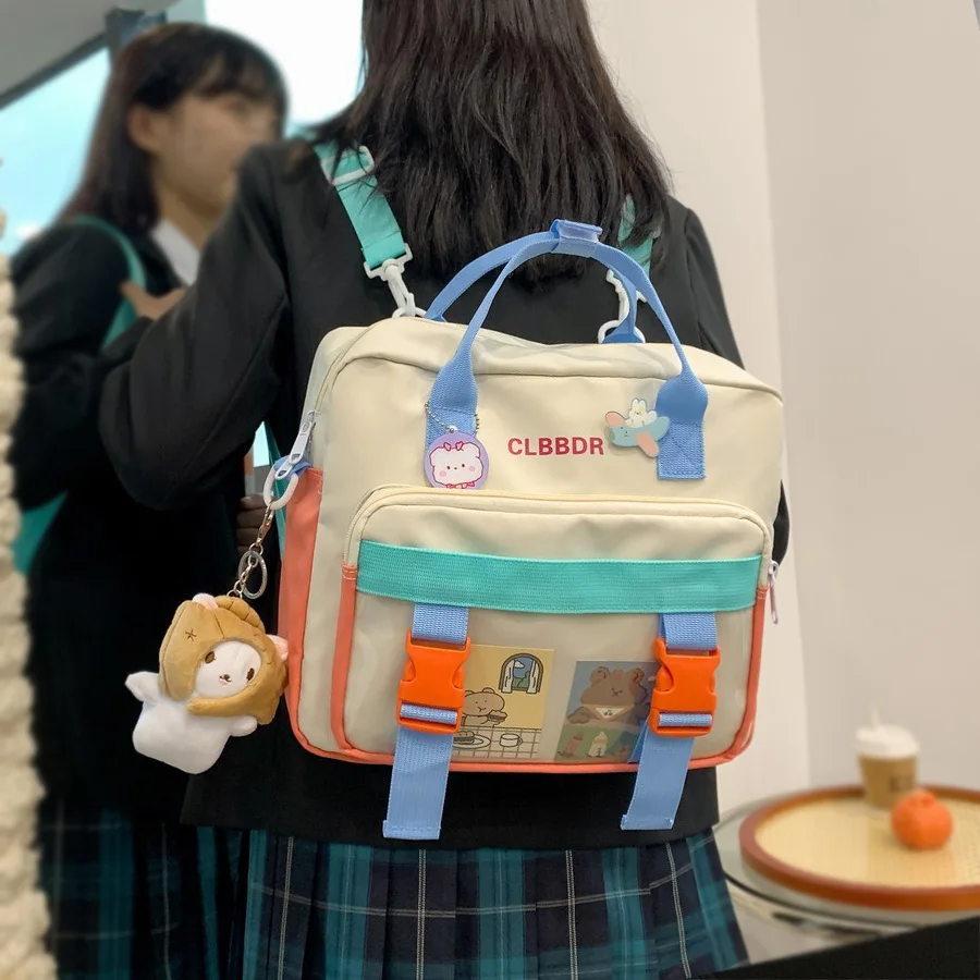 Backpacks Travel-Horizontal-Backpack School-Bag Small Waterproof Kawaii Panelled Teenager