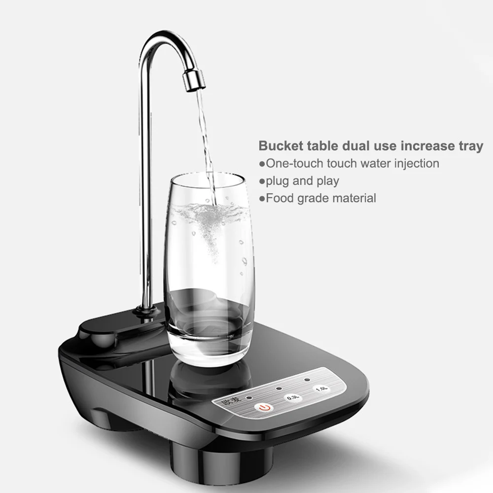 LYYAN Chillers USB Charging Electric Water Dispenser Automatic Drinking Water Pump Wireless Mute Portable Water Bottle Pump for Household Kitchen Office Black Fountains Tap 