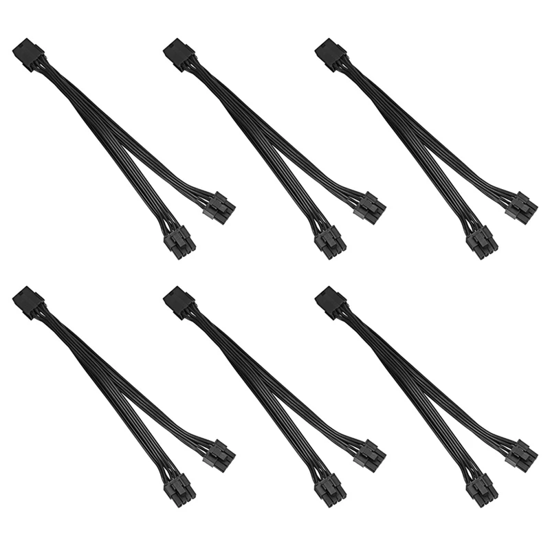 6 Pcs 8P Female to Dual 6+2Pin Male Graphics Card One in Two Power Cord 20cm Adapter Cable | Электроника