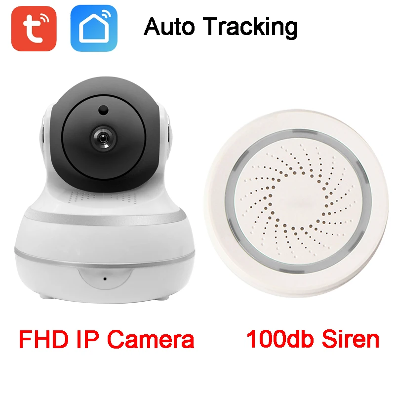 1080P Автоматическое отслеживание PTZ связь безопасности 100 дБ Звуковая сигнализация безопасности wifi IP камера Alexa Google Home Tuya Smart Life APP камера