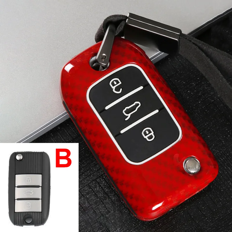 Цинковый сплав+ силиконовый автомобильный чехол для дистанционного ключа для Roewe RX5 MG ZS 3 кнопки RX3 защитный чехол пряжка - Название цвета: B Carbon Red