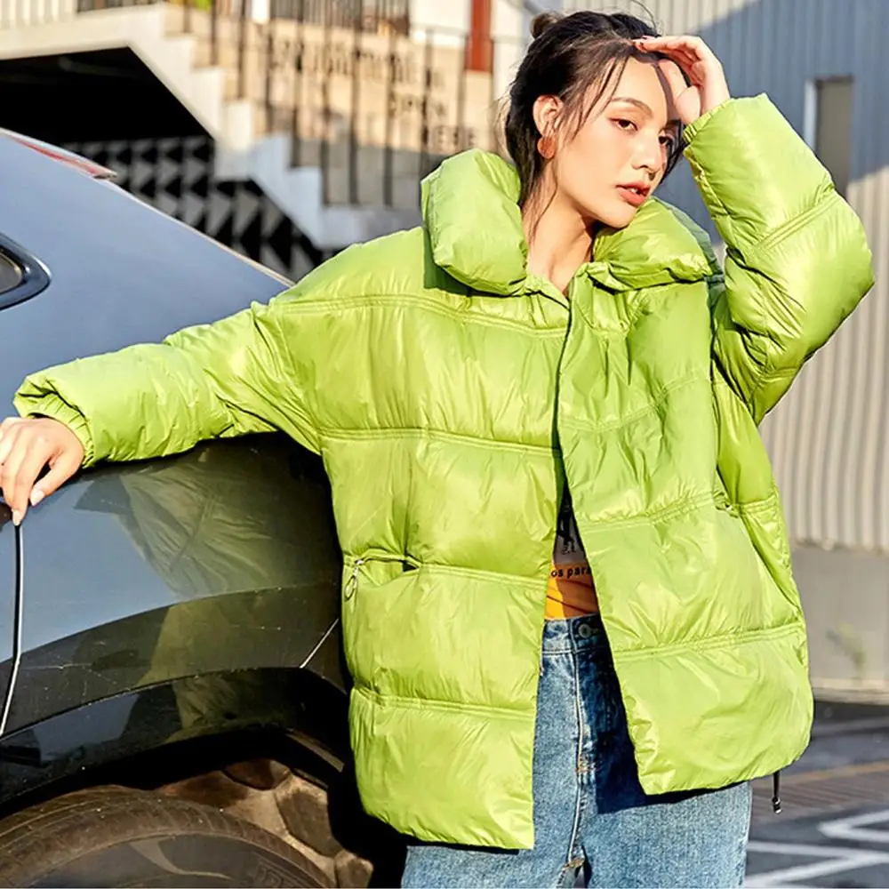 Зимняя куртка женская повседневная блестящая разноцветная Manteau Femme Winterjas Dames Parka