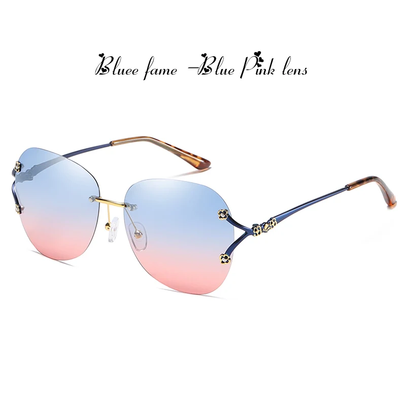 CoolPandas модные роскошные женские солнцезащитные очки негабаритных без оправы красочные очки с градиентными линзами Леди Путешествия очки Gafas Sol Mujer - Цвет линз: Blue-Blue Pink