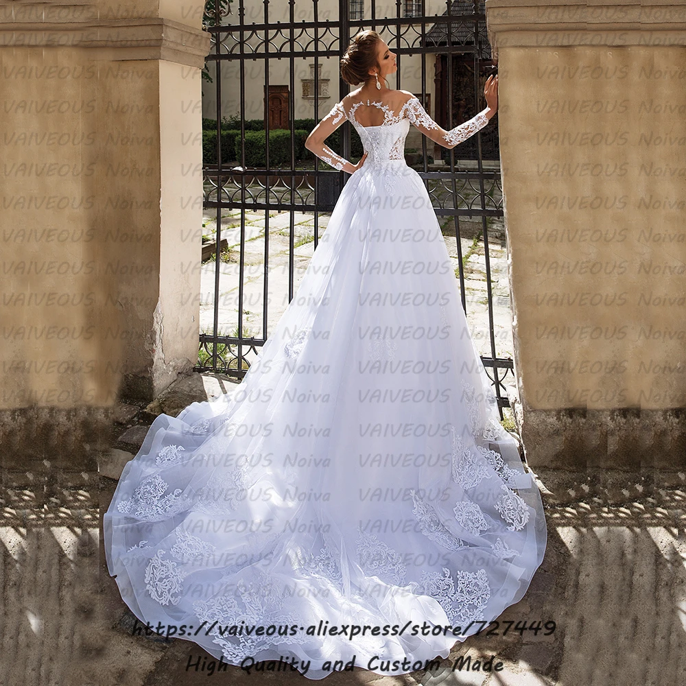 Robe mariee princesse дешевое свадебное платье Плюс Размер свадебное платье Сексуальные Длинные рукава Свадебное платье открытое сзади Vestidos de Novia