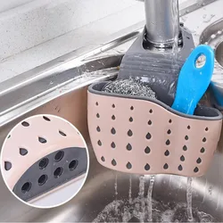 Drain Basket Kitchen Sink Holder Home Storage Adjustable Soap Sponge Shlf Hanging Drain Basket Bag Kitchen Accessories