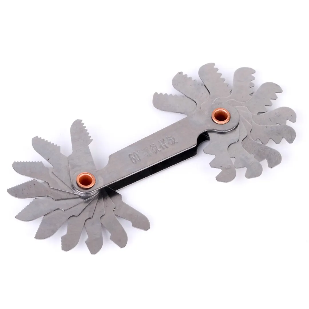 Dual Head 60 Degree Screw Thread Pitch Cutting Gauge Blades Gage 6.5cm Blade Length For Measuring Tool
