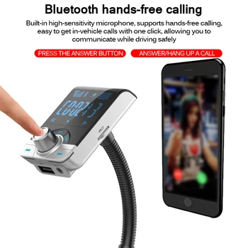 

TIOODRE Bluetooth Car Kit Handsfree FM Transmitter AUX 3.5MM Audio MP3 Music Player Large Screen 5V 3.1A Dual USB Car Charger