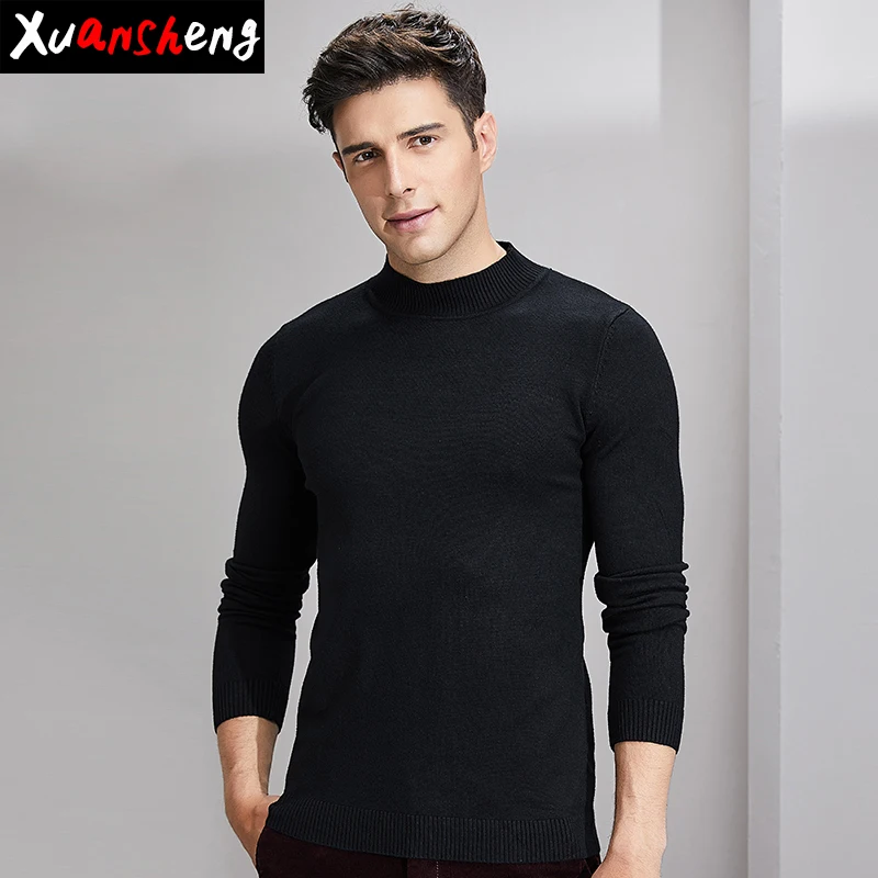 Slim-fit men's sweater new autumn and winter classic fashion knit collar white gray black camel pullover streetwear sweater