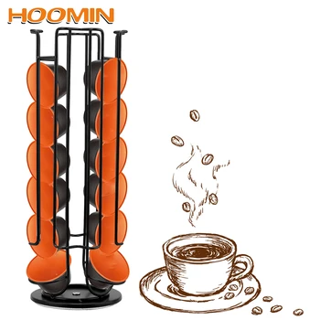 

24Cups Rotatable Coffee Pod Holder For Dolce Gusto Capsule Display Capsule Rack Stainless Steel Tower Stand Storage Shelves