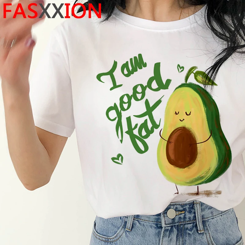 Kawaii Avocado Funny Cartoon T Shirt Women Summer Vegan Cute Anime T-shirt 90s Summer Graphic Tshirt Fashion Top Tees Female