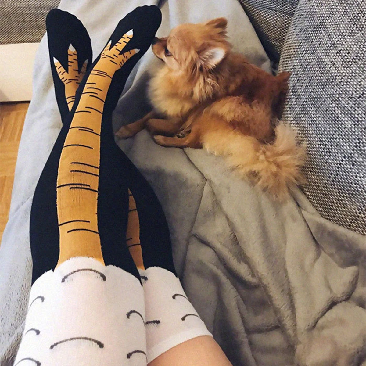1Pair 3 Styles Fashion Creative Women Chicken Socks With Chicken Print Toe Women 3D Cartoon Thigh Chicken Toe Feet Socks