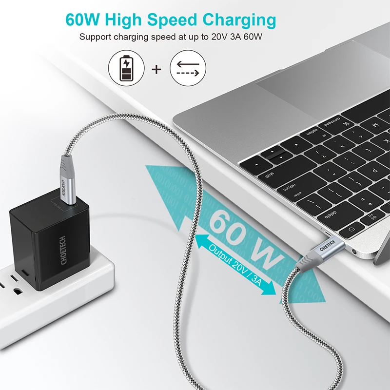 CHOETECH usb type C-USB C кабель для samsung S10 S9 S8 Note 10 9 20V 3A 60W быстрое зарядное устройство USB C кабель для Macbook Pro USB шнур