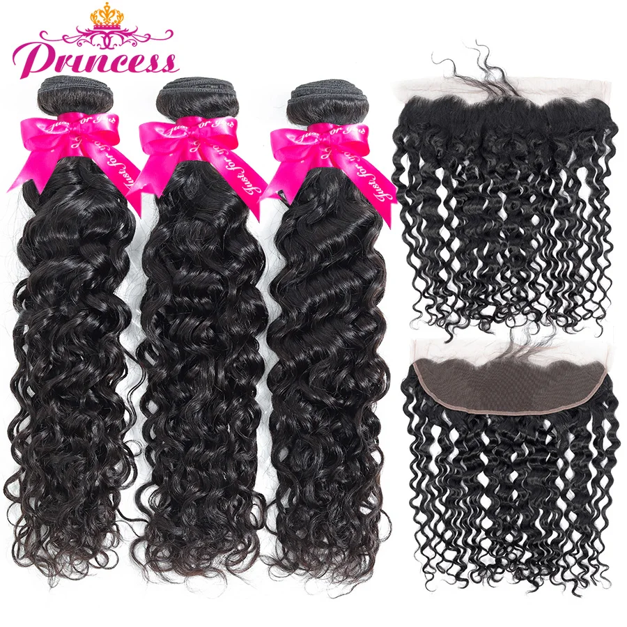 Beautiful Princess Water Wave Bundles With Frontal Closure 13x4 Lace
